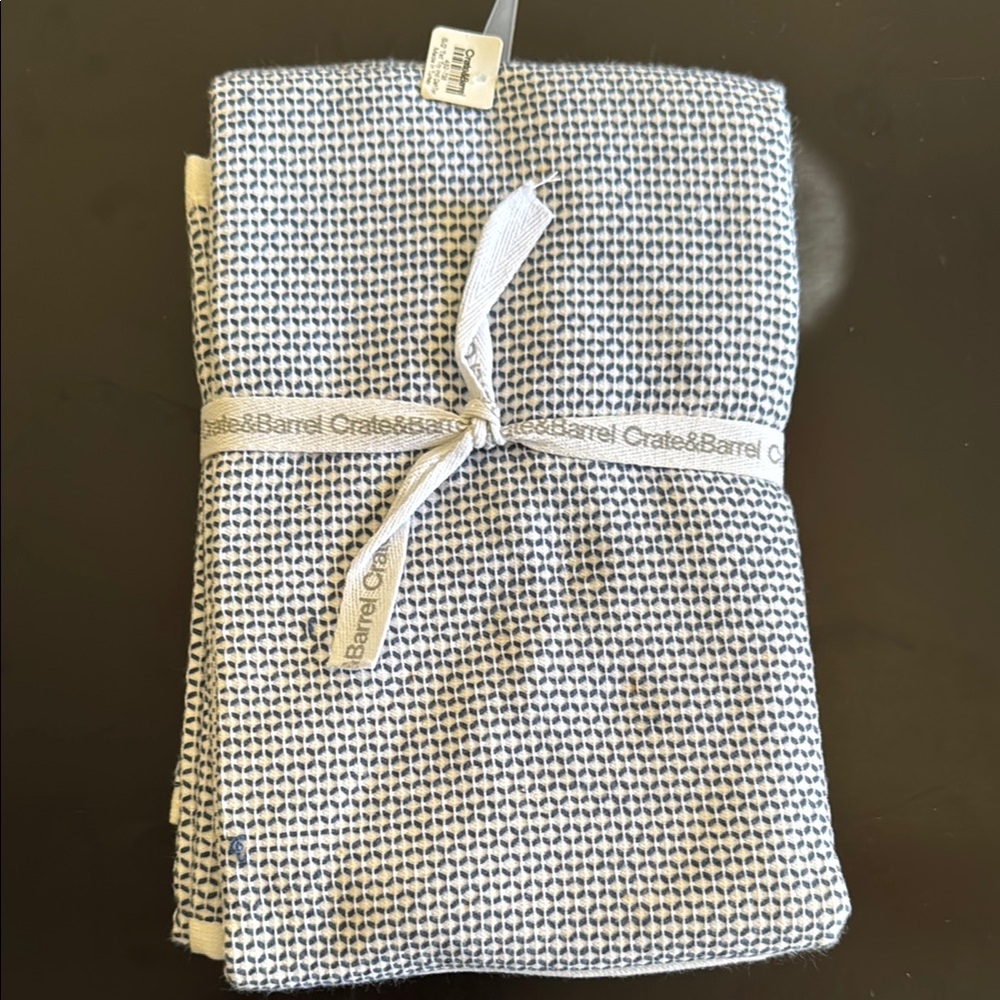 Crate & Barrel Blue and White Throw Blanket